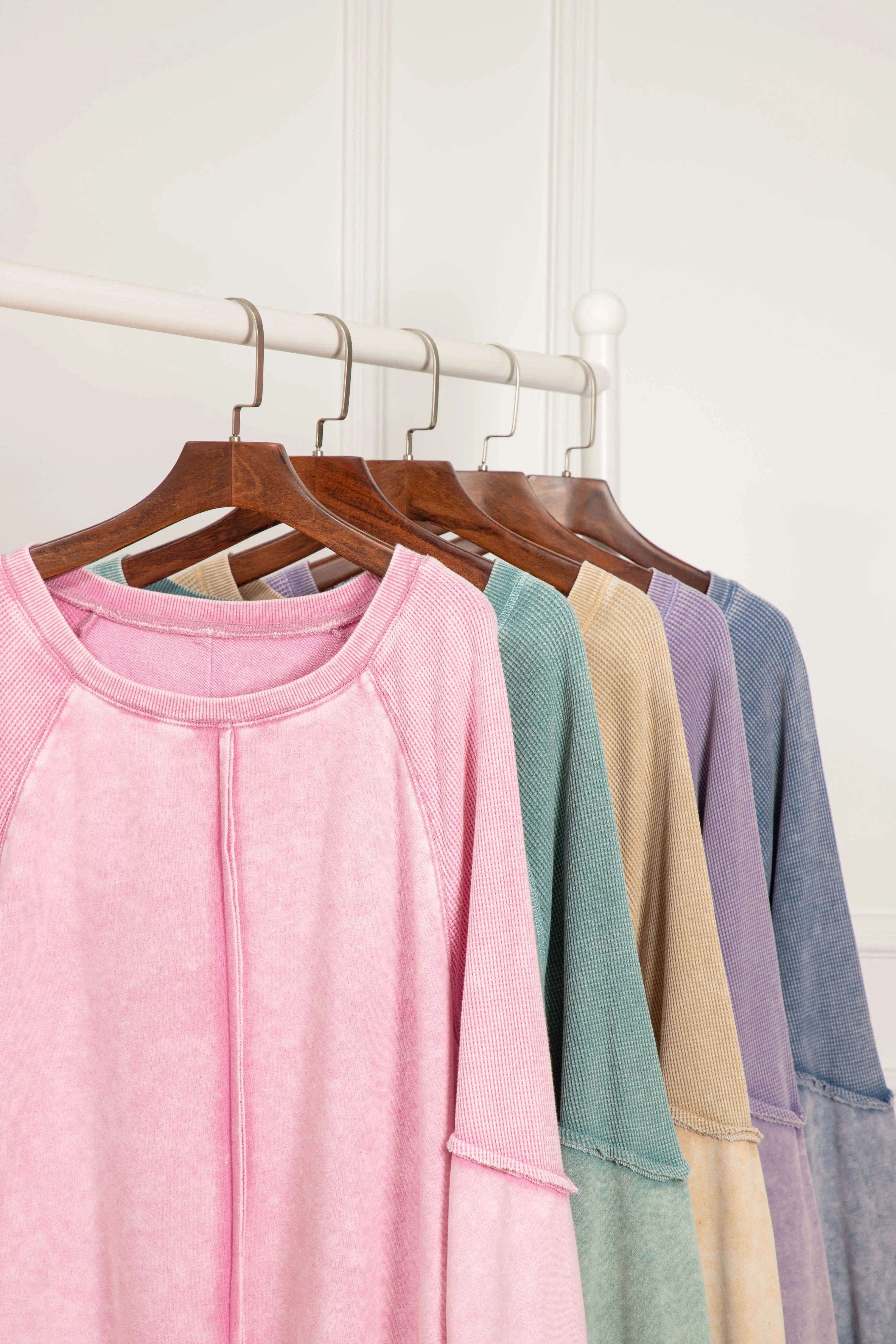 Mineral blue waffle knit sweatshirt - Love Salve